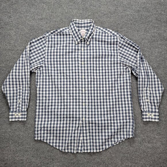 Brooks Brothers 346 Shirt Mens Large/XL Checkered Button Down Long Sleeve Preppy - Picture 1 of 8